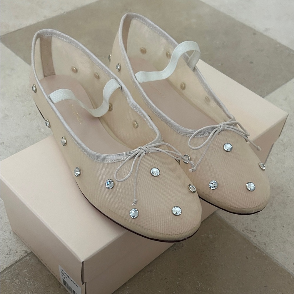 Loeffler Randall Beige Embellished Flats